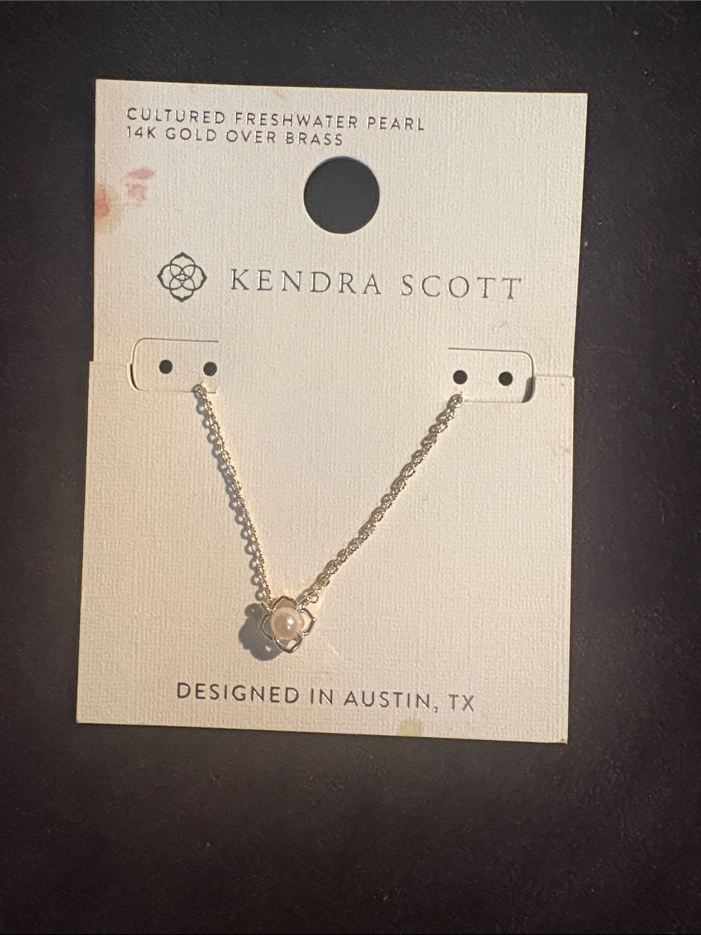 Kendra Scott Gold Flower Necklace with White Pearl